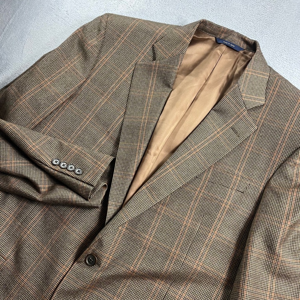 Brooks Brothers 1818 Madison Sport Coat 42L Brown Wool Cashmere Houndstooth